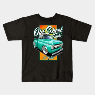 Cartooned 1957 Ford Truck (Turquoise) Kids T-Shirt